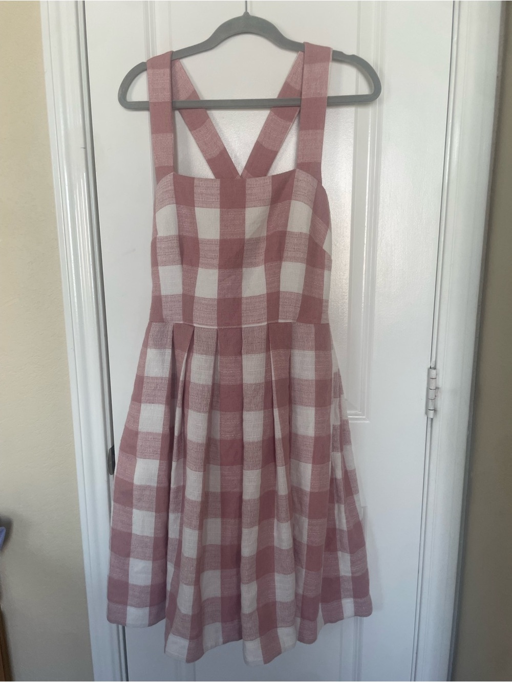 Gal Meets Glam Dusty Pink & White Gingham Midi Dress - Picture 7 of 9